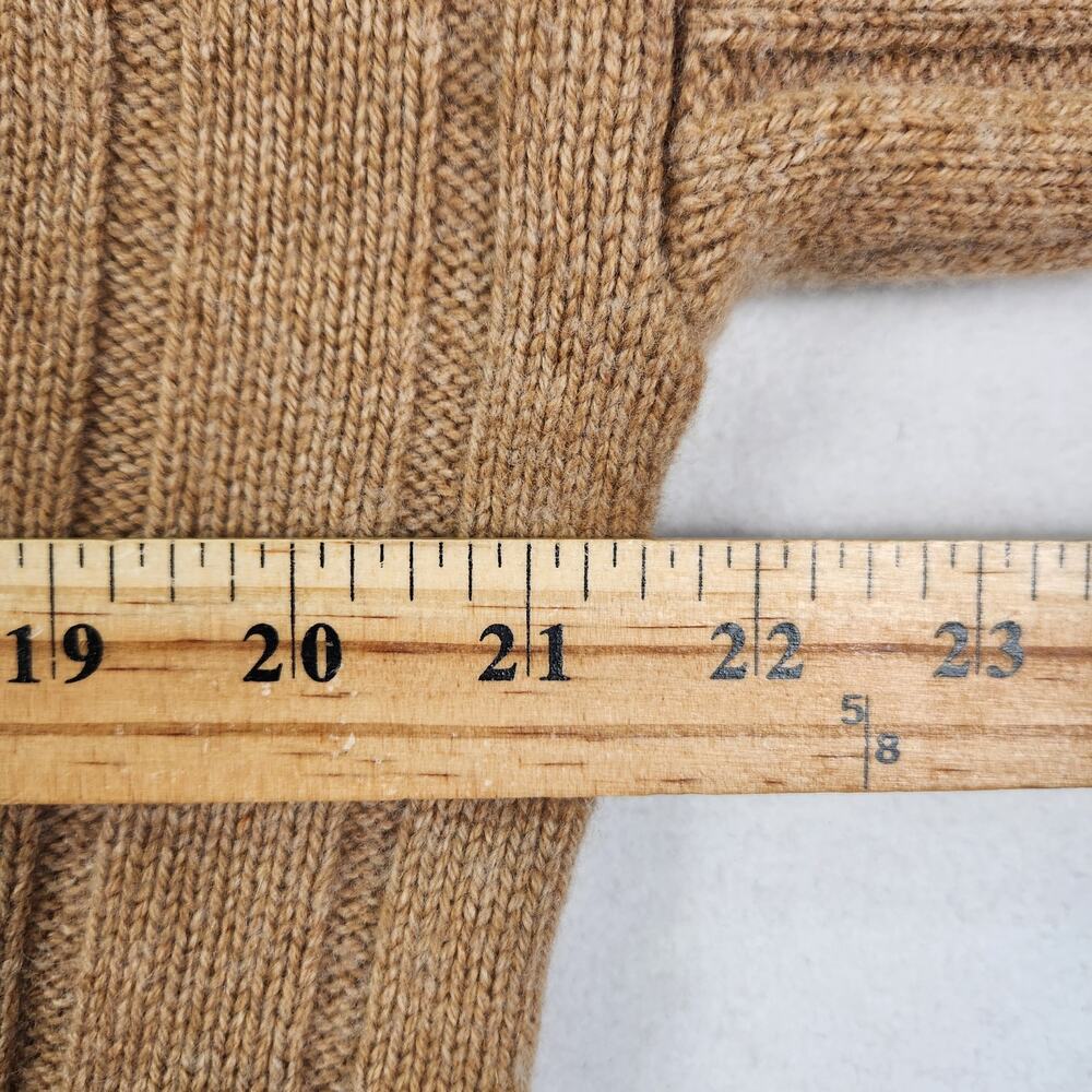 Madewell Tipped V-Neck Oversized Sweater in Tan With Blue V-Neck SZ SM Wool Blnd - Picture 8 of 13